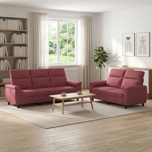 Комплект дивани 2 pcs Виненочервен Текстил