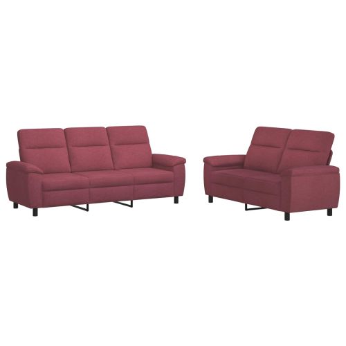 Комплект дивани 2 pcs Виненочервен Текстил