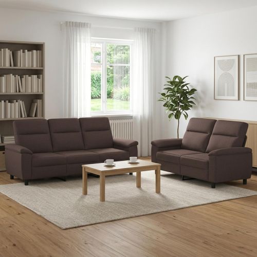Комплект дивани 2 pcs Тъмен кафяв Текстил