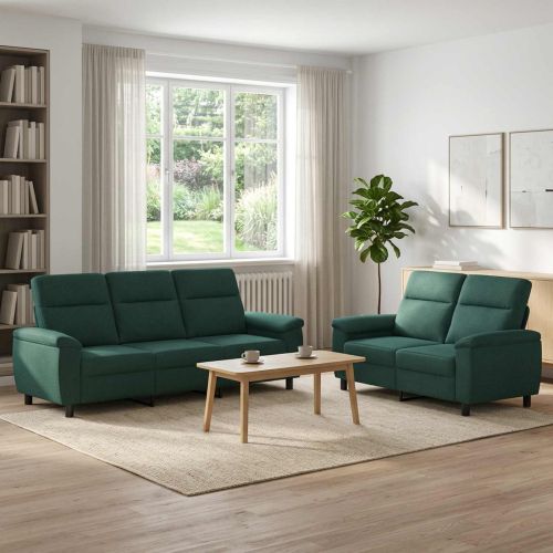 Комплект дивани 2 pcs Тъмнозелено Текстил
