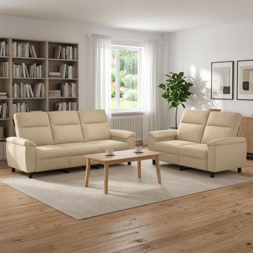 Комплект дивани 2 pcs Кремаво Текстил