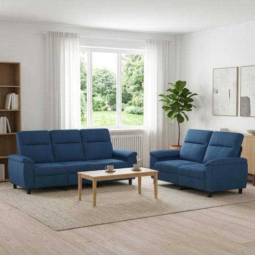 Комплект дивани 2 pcs Синьо Текстил