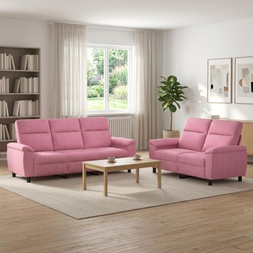 Комплект дивани 2 pcs Розово Текстил