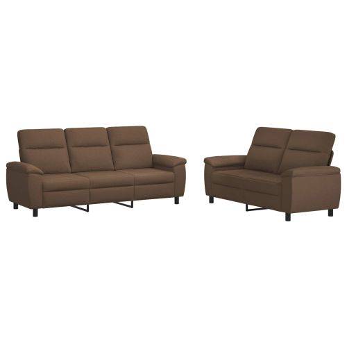 Комплект дивани 2 pcs Кафяво Текстил