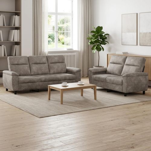 Комплект дивани 2 pcs Светлосиво Изкуствена набук