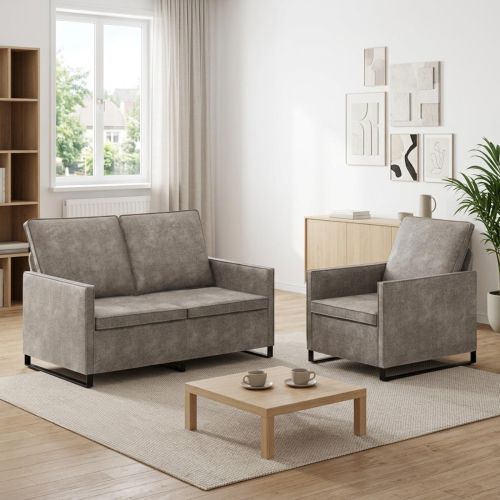 Комплект дивани 2 pcs Светлосиво Изкуствен велур