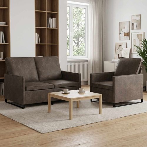 Комплект дивани 2 pcs Тъмносиво Изкуствен велур