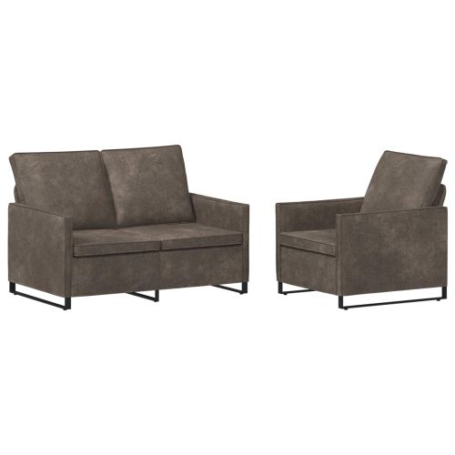 Комплект дивани 2 pcs Тъмносиво Изкуствен велур