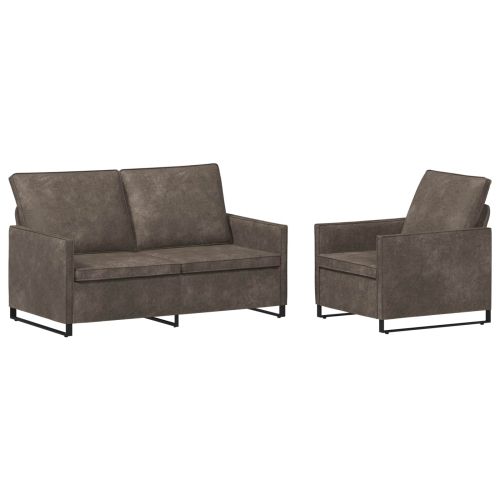Комплект дивани 2 pcs Тъмносиво Изкуствен велур