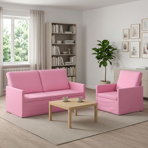 Комплект дивани 2 pcs Розово Текстил