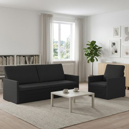 Комплект дивани 2 pcs Черно Текстил