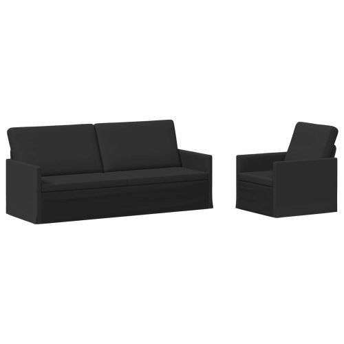 Комплект дивани 2 pcs Черно Текстил