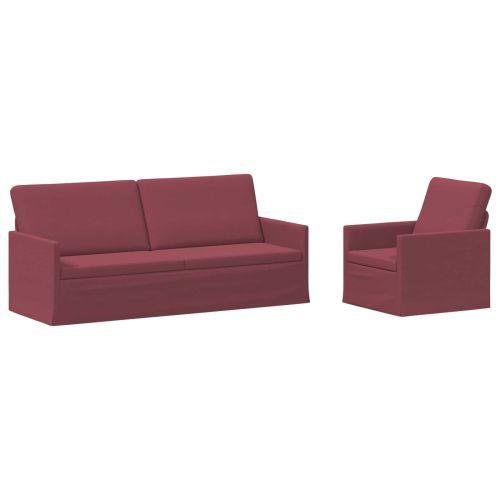 Комплект дивани 2 pcs Виненочервен Текстил