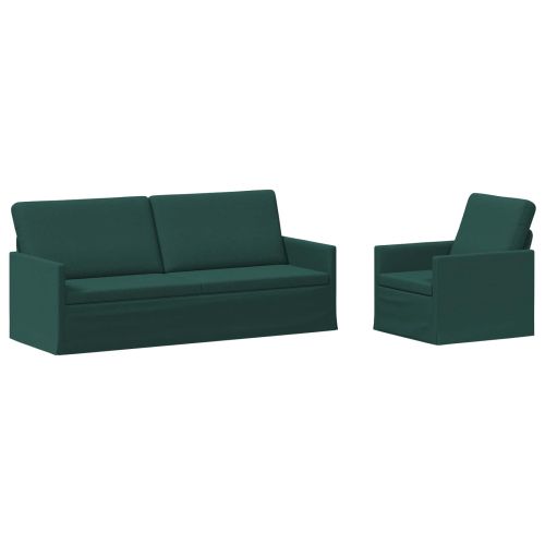 Комплект дивани 2 pcs Тъмнозелено Текстил