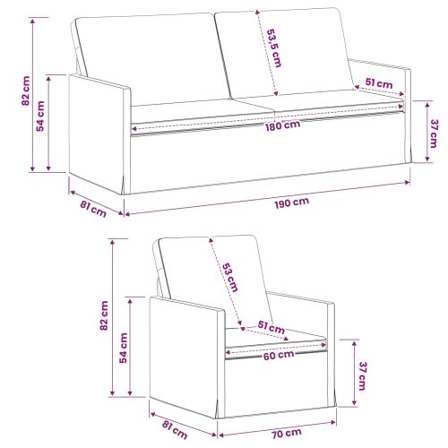 Комплект дивани 2 pcs Кремаво Текстил