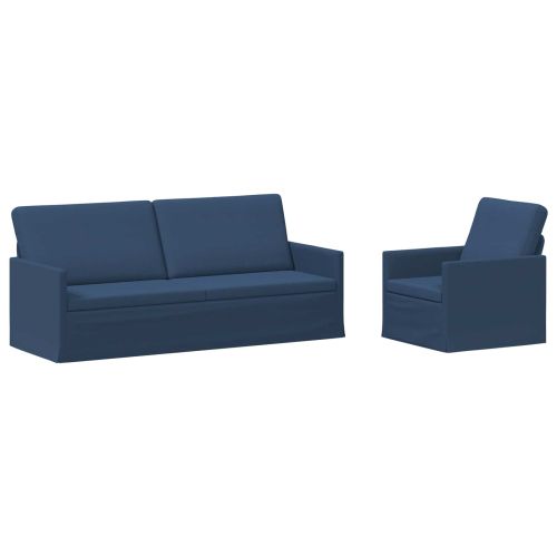Комплект дивани 2 pcs Синьо Текстил