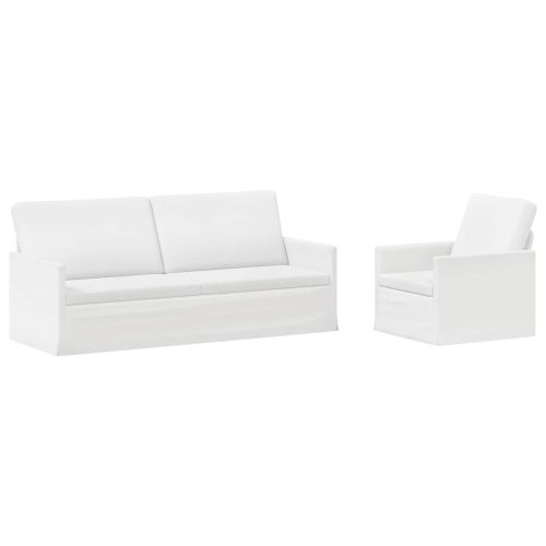 Комплект дивани 2 pcs Бяло Текстил