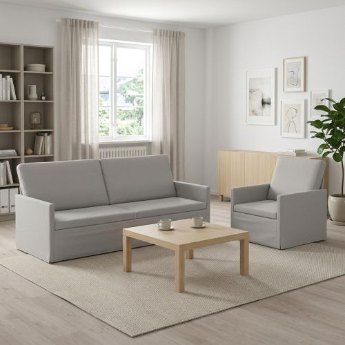 Комплект дивани 2 pcs Облачно сиво Текстил
