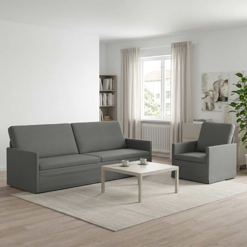 Комплект дивани 2 pcs Тъмносиво Текстил