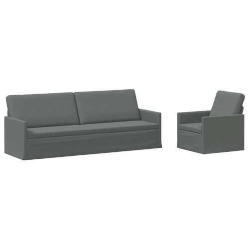 Комплект дивани 2 pcs Тъмносиво Текстил