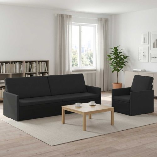 Комплект дивани 2 pcs Черно Текстил