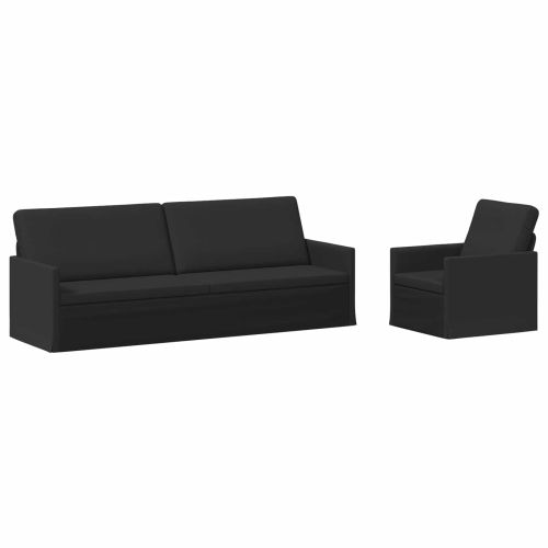 Комплект дивани 2 pcs Черно Текстил