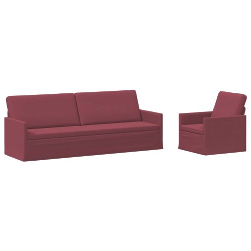 Комплект дивани 2 pcs Виненочервен Текстил