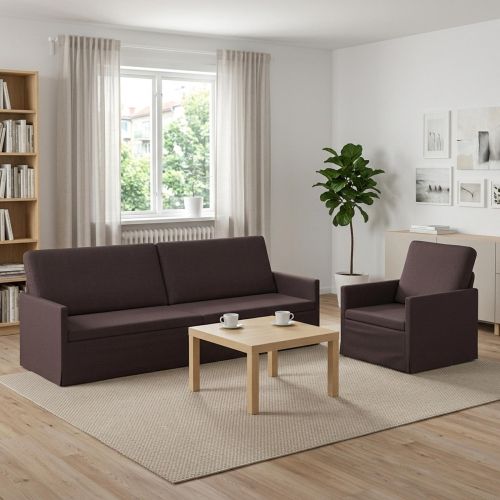Комплект дивани 2 pcs Тъмен кафяв Текстил
