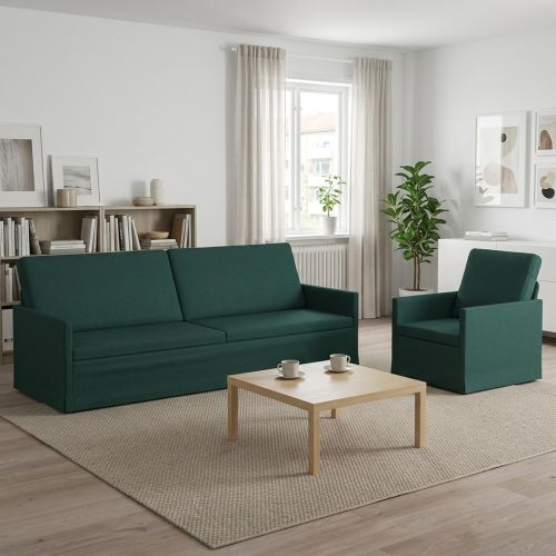 Комплект дивани 2 pcs Тъмнозелено Текстил