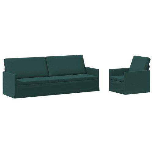 Комплект дивани 2 pcs Тъмнозелено Текстил