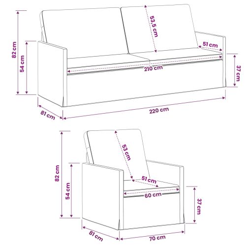 Комплект дивани 2 pcs Кремаво Текстил