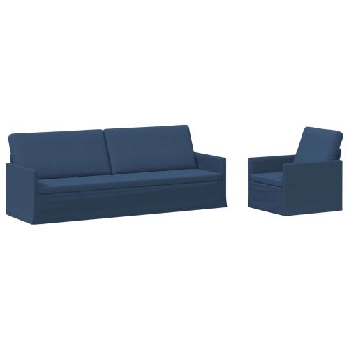 Комплект дивани 2 pcs Синьо Текстил