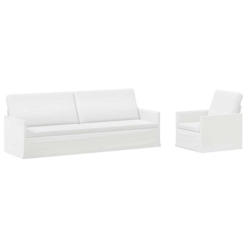 Комплект дивани 2 pcs Бяло Текстил