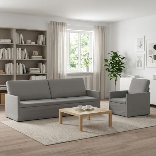 Комплект дивани 2 pcs Облачно сиво Текстил