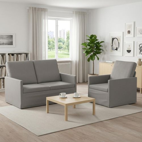 Комплект дивани 2 pcs Светлосиво Кадифе