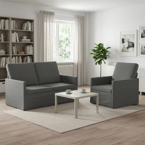 Комплект дивани 2 pcs Тъмносиво Кадифе