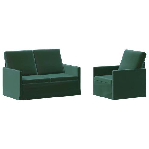 Комплект дивани 2 pcs Тъмнозелено Кадифе