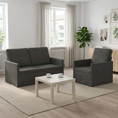 Комплект дивани 2 pcs Тъмносиво Кордюрова тъкан