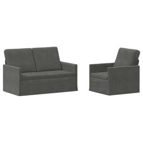 Комплект дивани 2 pcs Тъмносиво Кордюрова тъкан