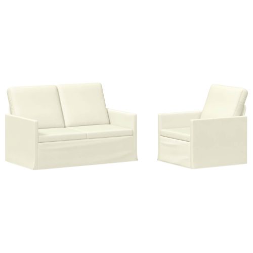Комплект дивани 2 pcs Кремаво Кордюрова тъкан