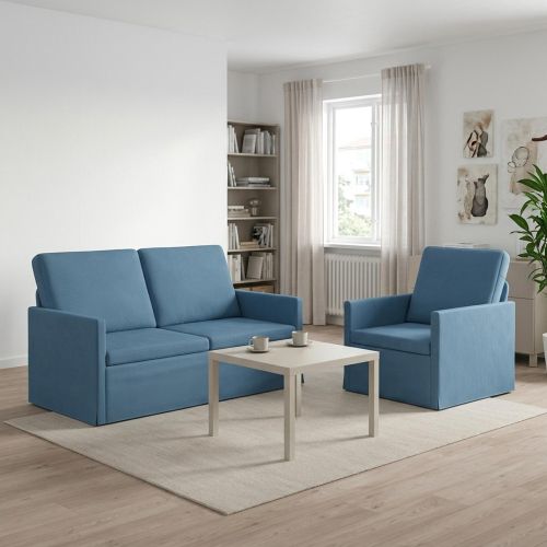 Комплект дивани 2 pcs Синьо Кордюрова тъкан