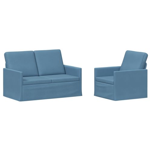 Комплект дивани 2 pcs Синьо Кордюрова тъкан