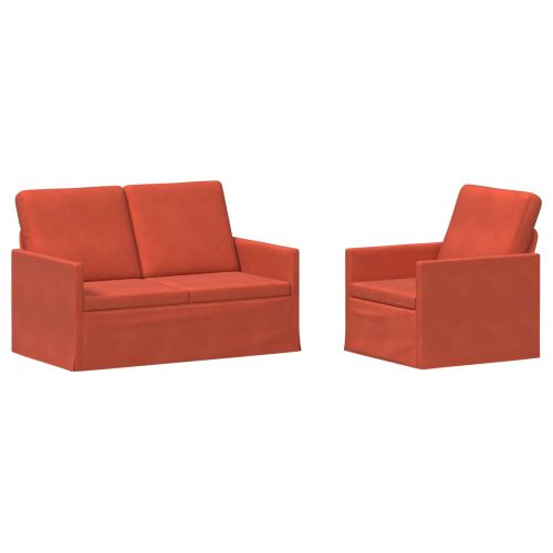 Комплект дивани 2 pcs Червено оранжево Кордюрова тъкан
