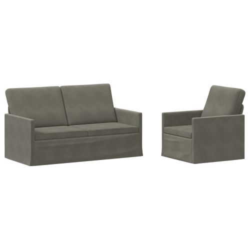Комплект дивани 2 pcs Светлосиво Кордюрова тъкан