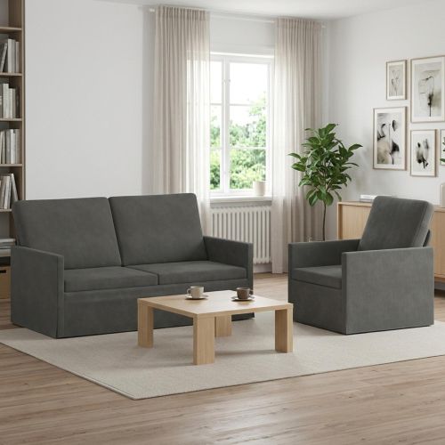 Комплект дивани 2 pcs Тъмносиво Кордюрова тъкан