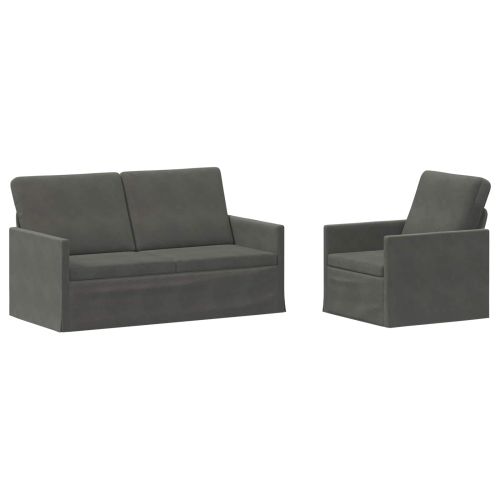 Комплект дивани 2 pcs Тъмносиво Кордюрова тъкан
