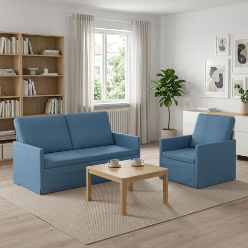 Комплект дивани 2 pcs Синьо Кордюрова тъкан