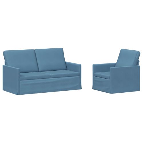 Комплект дивани 2 pcs Синьо Кордюрова тъкан