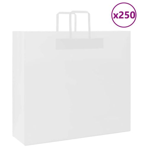 Хартиени торбички 250 бр с дръжки бели 54x15x49 см