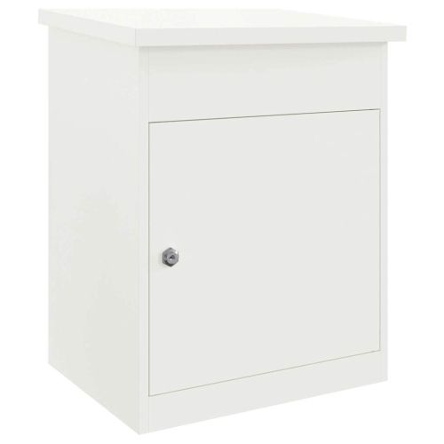 Пощенска кутия за пратки с врата Бяло 47,5 x 38 x 59 см Стомана